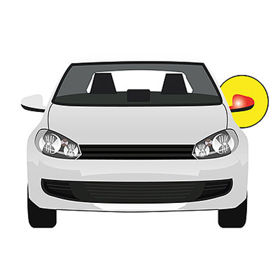 Retrovisor Exterior izquierda Elctrico con luz de giro, Base cromada y Carcasa imprimada - 5 pines