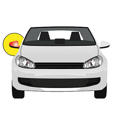 Retrovisor Exterior derecha Eléctrico con luz de giro y sensor temperatura, Base cromada y Carcasa imprimada - 7 pines